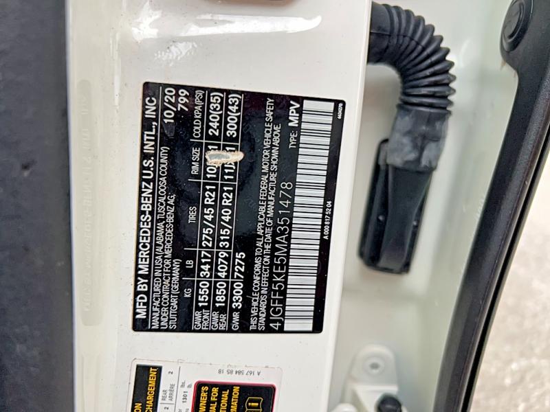 Aukcja sprzedaży 2021 Mercedes-benz Gls, vin: 4JGFF5KE5MA351478, numer aukcji: 48999836