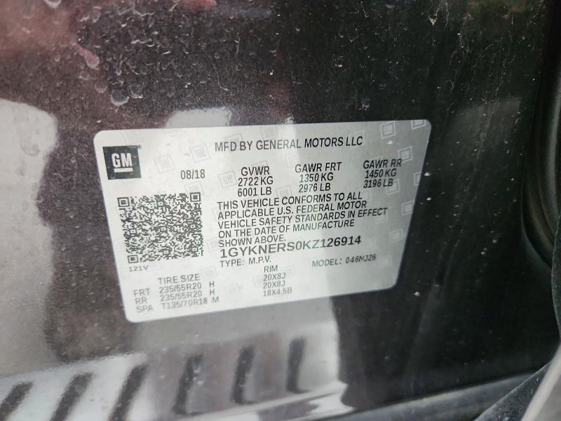 51121356 :رقم المزاد ، 1GYKNERS0KZ126914 vin ، 2019 Cadillac Xt5 مزاد بيع