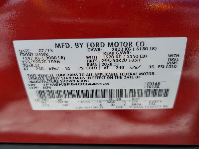 Продажа на аукционе авто 2016 Ford Explorer, vin: 1FM5K8F84GGA48125, номер лота: 52086536