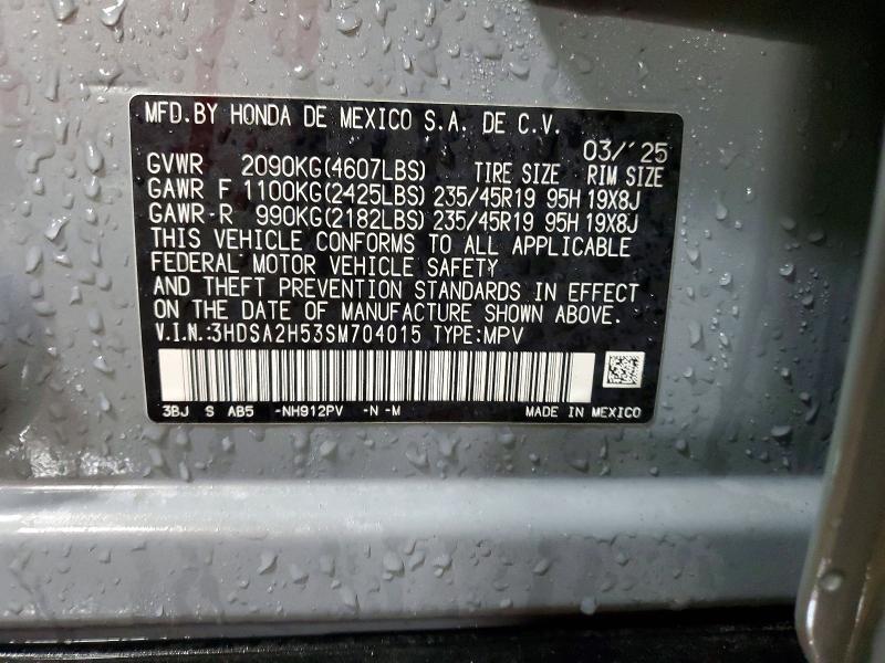 2025 Acura Adx მანქანა იყიდება აუქციონზე, vin: 3HDSA2H53SM704015, აუქციონის ნომერი: 49070166