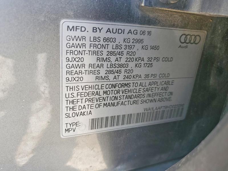 51654626 :رقم المزاد ، WA1LAAF79HD023280 vin ، 2017 Audi Q7 مزاد بيع