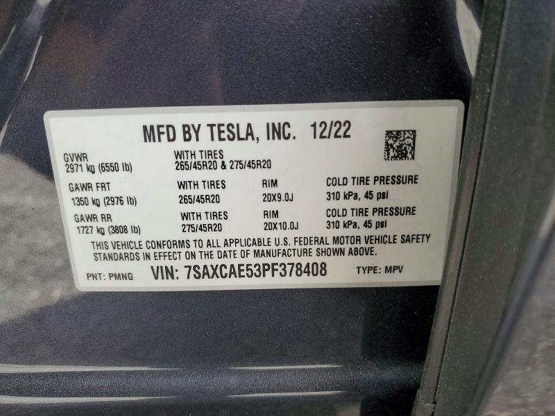 Продаж на аукціоні авто 2023 Tesla Model X, vin: 7SAXCAE53PF378408, номер лоту: 49337666