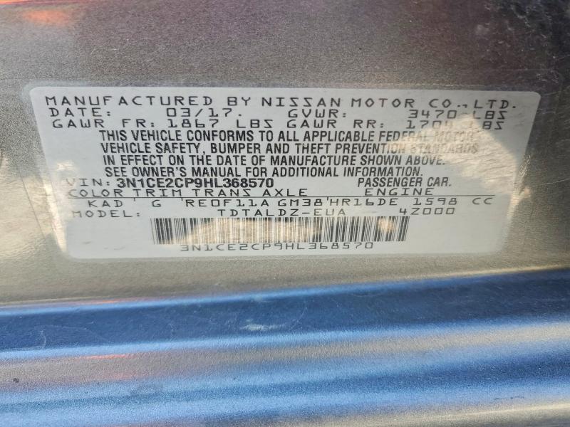 Aukcja sprzedaży 2017 Nissan Versa Note, vin: 3N1CE2CP9HL368570, numer aukcji: 50217996