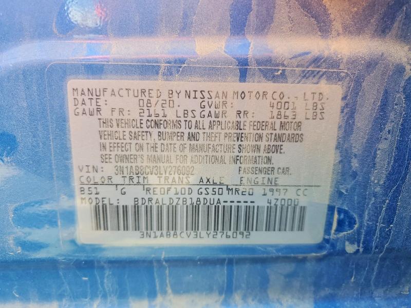 2020 Nissan Sentra მანქანა იყიდება აუქციონზე, vin: 3N1AB8CV3LY276092, აუქციონის ნომერი: 51779326