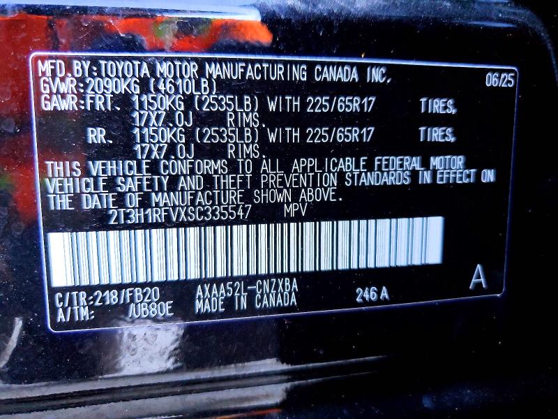 2025 Toyota Rav4 მანქანა იყიდება აუქციონზე, vin: 2T3H1RFVXSC335547, აუქციონის ნომერი: 50001976