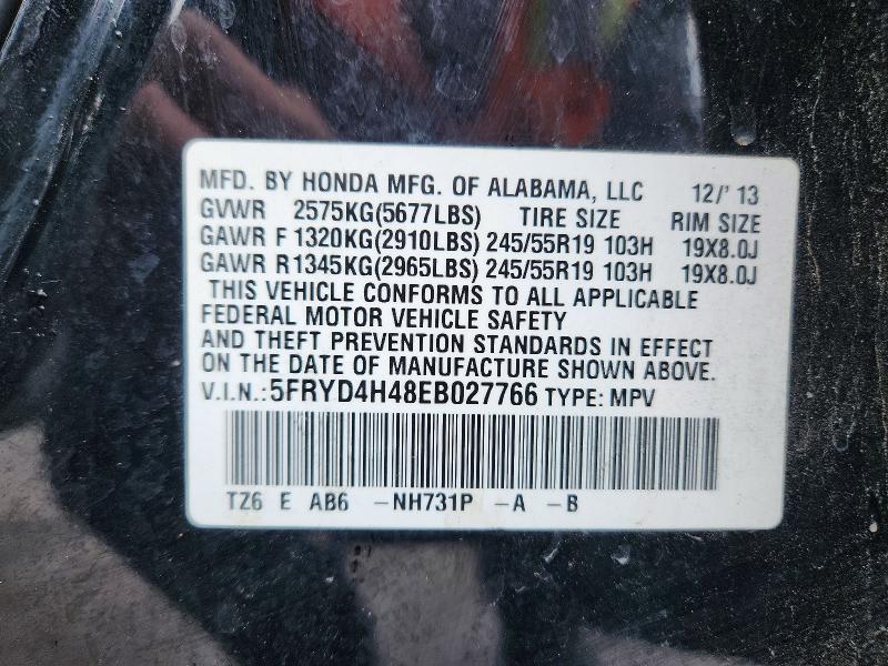 41629236 :رقم المزاد ، 5FRYD4H48EB027766 vin ، 2014 Acura Mdx مزاد بيع