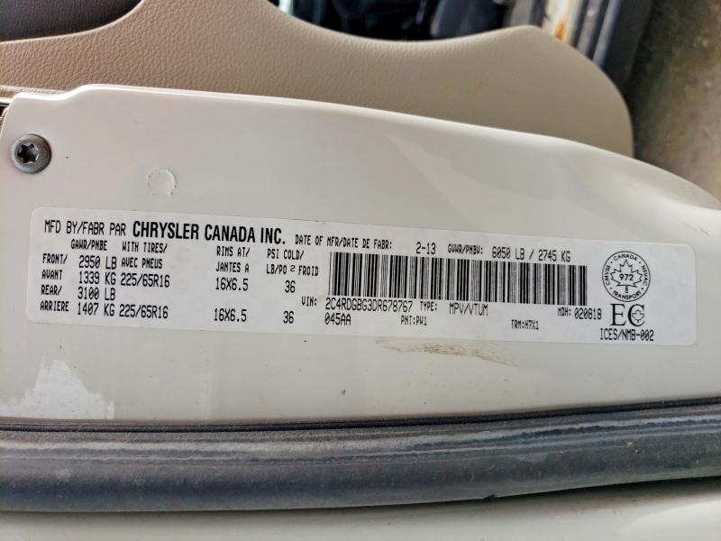 2013 Dodge Grand Caravan მანქანა იყიდება აუქციონზე, vin: 2C4RDGBG3DR678767, აუქციონის ნომერი: 49538346