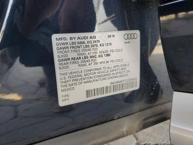 Aukcja sprzedaży 2018 Audi Q5, vin: WA1BNAFY7J2235525, numer aukcji: 49586676