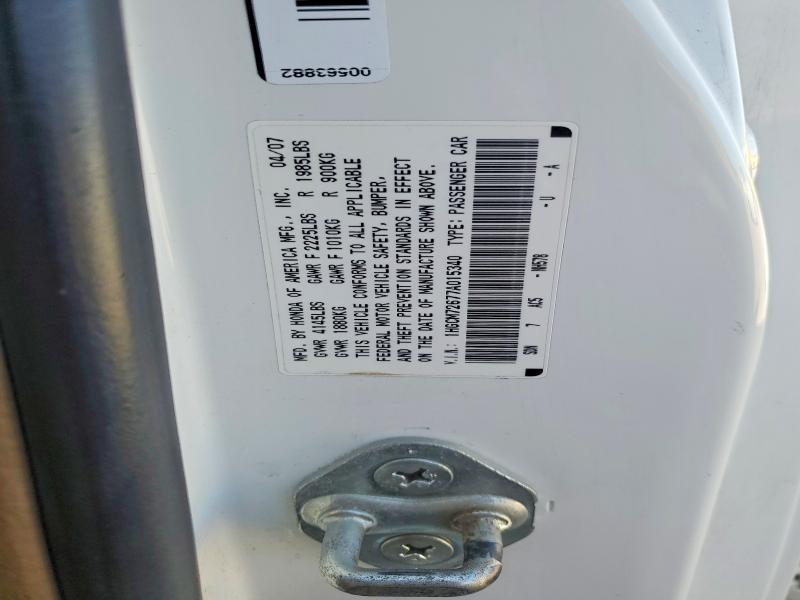 Aukcja sprzedaży 2007 Honda Accord, vin: 1HGCM72677A015340, numer aukcji: 50113856