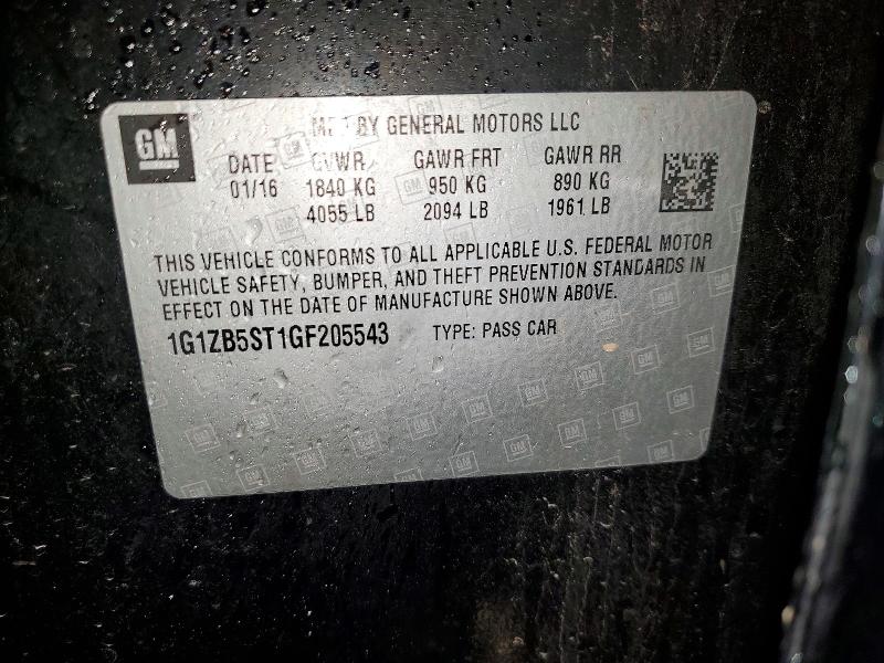 49462916 :رقم المزاد ، 1G1ZB5ST1GF205543 vin ، 2016 Chevrolet Malibu مزاد بيع
