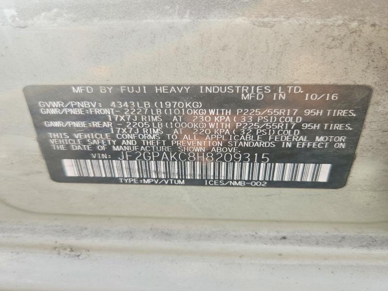 Продажа на аукционе авто 2017 Subaru Crosstrek, vin: JF2GPAKC8H8209315, номер лота: 50470576