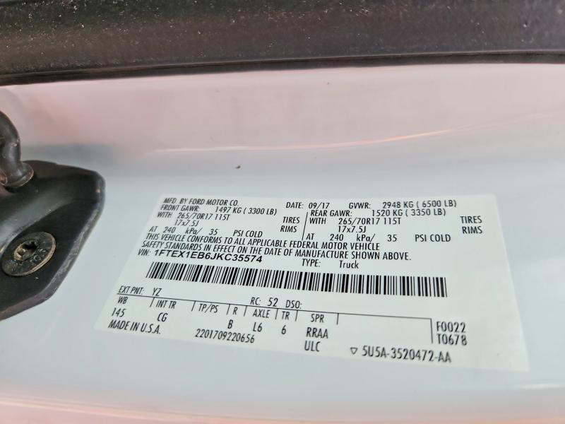 2018 Ford F150 მანქანა იყიდება აუქციონზე, vin: 1FTEX1EB6JKC35574, აუქციონის ნომერი: 41628696