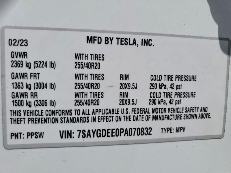 Aukcja sprzedaży 2023 Tesla Model Y, vin: 7SAYGDEE0PA070832, numer aukcji: 51610606