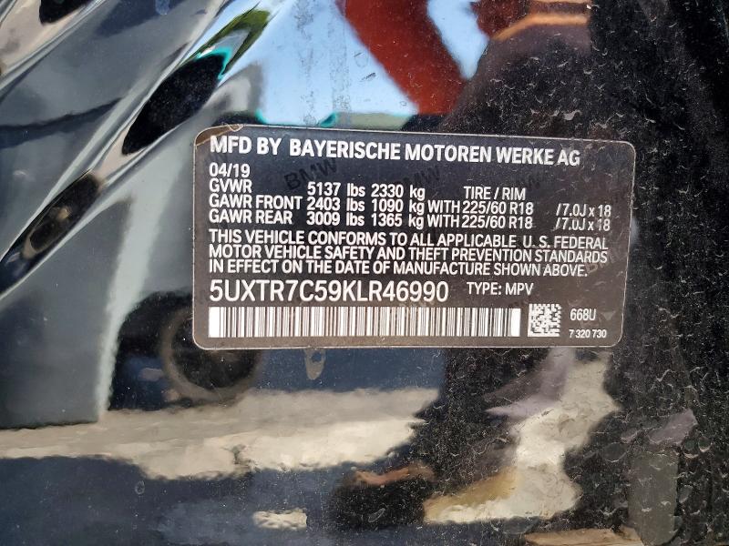 51459116 :رقم المزاد ، 5UXTR7C59KLR46990 vin ، 2019 Bmw X3 مزاد بيع