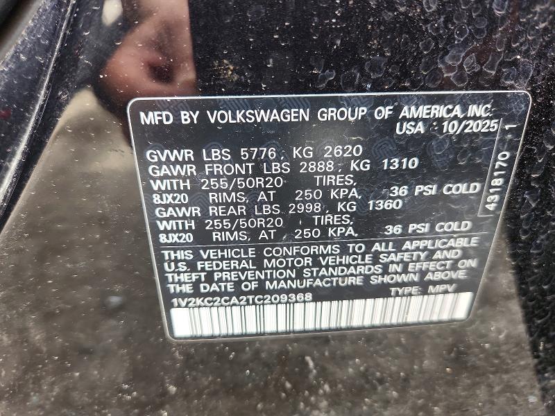 2026 Volkswagen Atlas Cross Sport მანქანა იყიდება აუქციონზე, vin: 1V2KC2CA2TC209368, აუქციონის ნომერი: 48846046