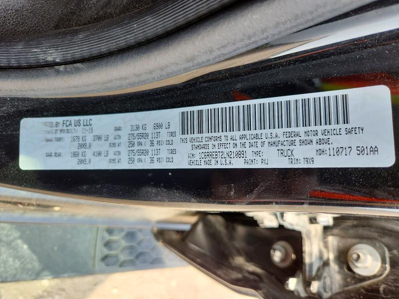 2020 Ram 1500 მანქანა იყიდება აუქციონზე, vin: 1C6RREBT2LN210891, აუქციონის ნომერი: 51428526