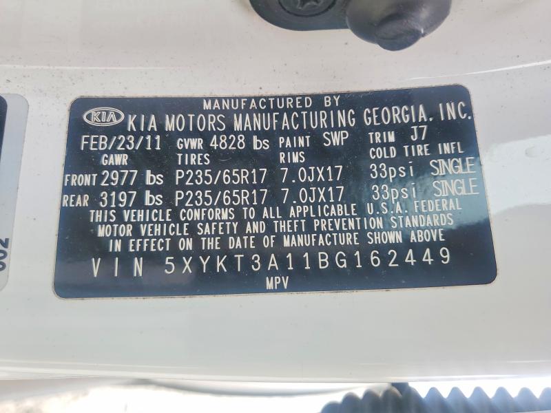 Продаж на аукціоні авто 2011 Kia Sorento, vin: 5XYKT3A11BG162449, номер лоту: 48292256