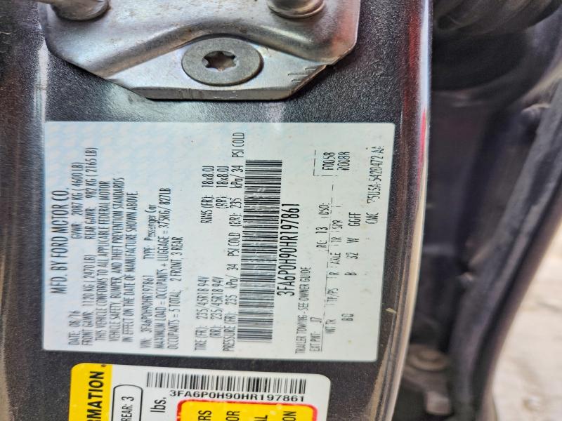 50797016 :رقم المزاد ، 3FA6P0H90HR197861 vin ، 2017 Ford Fusion مزاد بيع