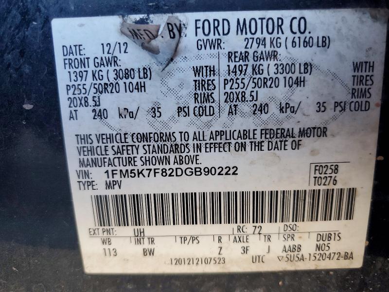 Aukcja sprzedaży 2013 Ford Explorer, vin: 1FM5K7F82DGB90222, numer aukcji: 51198126