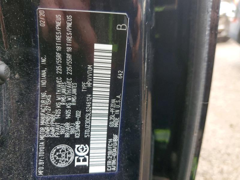 2020 Toyota Sienna მანქანა იყიდება აუქციონზე, vin: 5TDJZ3DC5LS246124, აუქციონის ნომერი: 48077446
