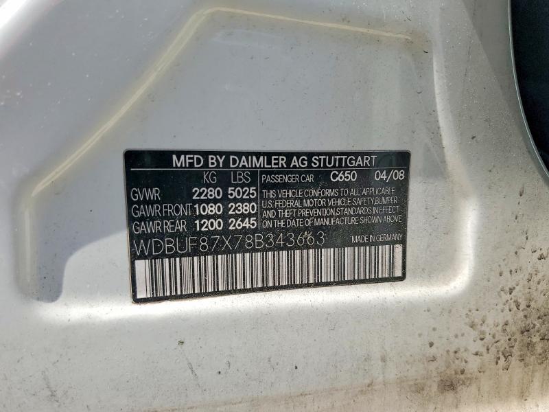 Aukcja sprzedaży 2008 Mercedes-benz E, vin: WDBUF87X78B343663, numer aukcji: 51069696