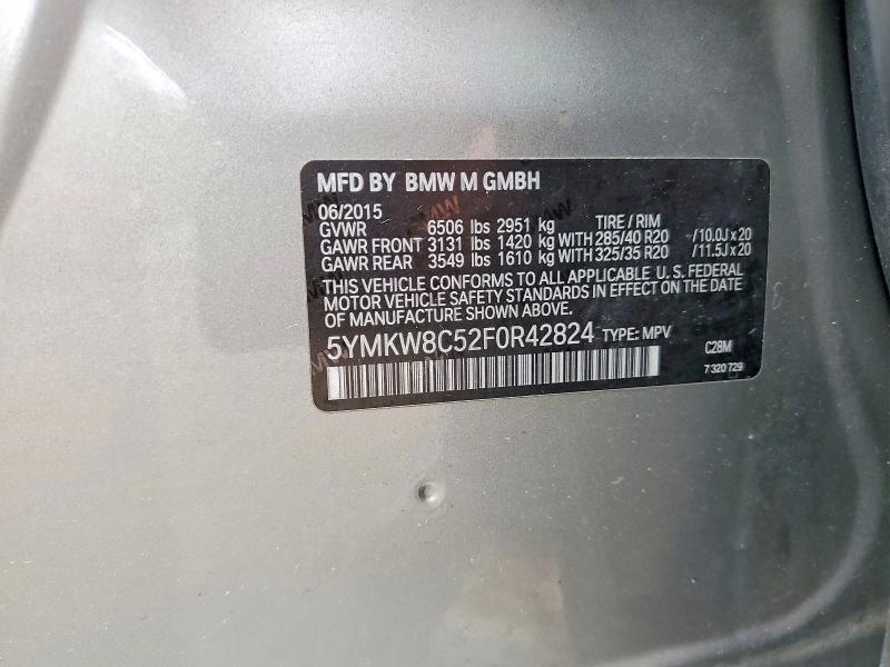 2015 Bmw X6 მანქანა იყიდება აუქციონზე, vin: 5YMKW8C52F0R42824, აუქციონის ნომერი: 48483326