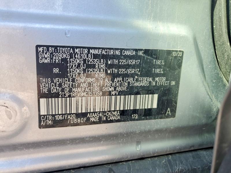 46922156 :رقم المزاد ، 2T3P1RFV9MC151358 vin ، 2021 Toyota Rav4 مزاد بيع