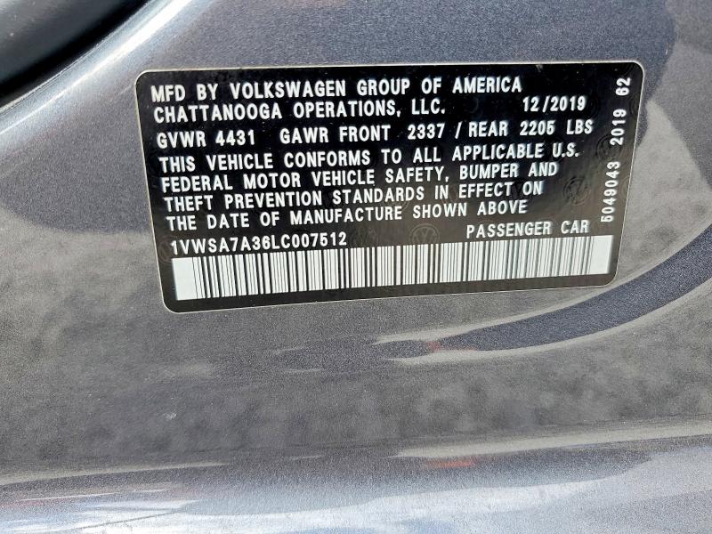 Aukcja sprzedaży 2020 Volkswagen Passat, vin: 1VWSA7A36LC007512, numer aukcji: 49889166