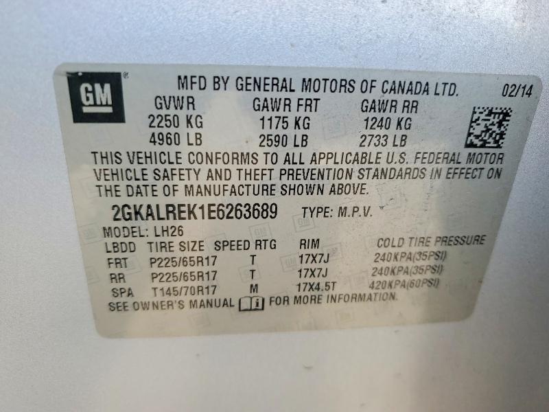 Продажа на аукционе авто 2014 Gmc Terrain, vin: 2GKALREK1E6263689, номер лота: 47965196