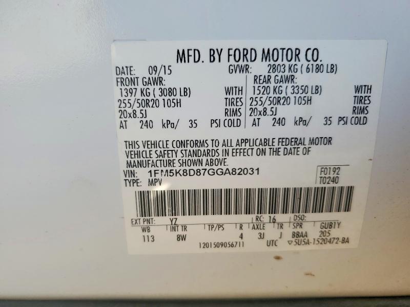 Aukcja sprzedaży 2016 Ford Explorer, vin: 1FM5K8D87GGA82031, numer aukcji: 50647176