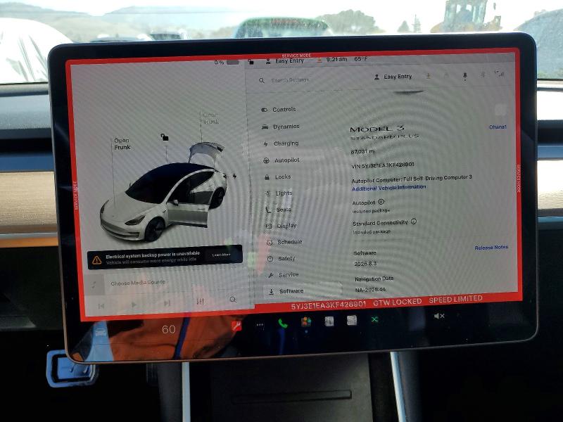 2019 Tesla Model 3 მანქანა იყიდება აუქციონზე, vin: 5YJ3E1EA3KF428901, აუქციონის ნომერი: 51854316
