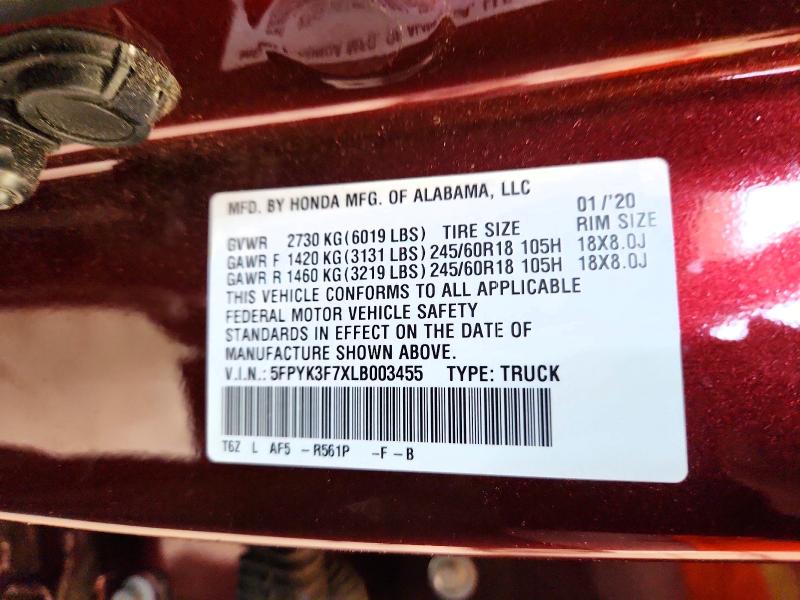 Продажа на аукционе авто 2020 Honda Ridgeline, vin: 5FPYK3F7XLB003455, номер лота: 49168916