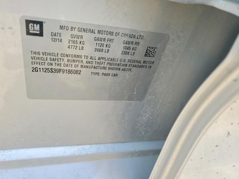 49774446 :رقم المزاد ، 2G1125S39F9186082 vin ، 2015 Chevrolet Impala مزاد بيع
