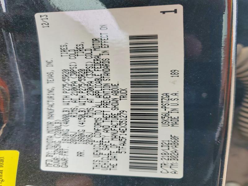 50830266 :رقم المزاد ، 5TFAW5F14EX351279 vin ، 2014 Toyota Tundra مزاد بيع