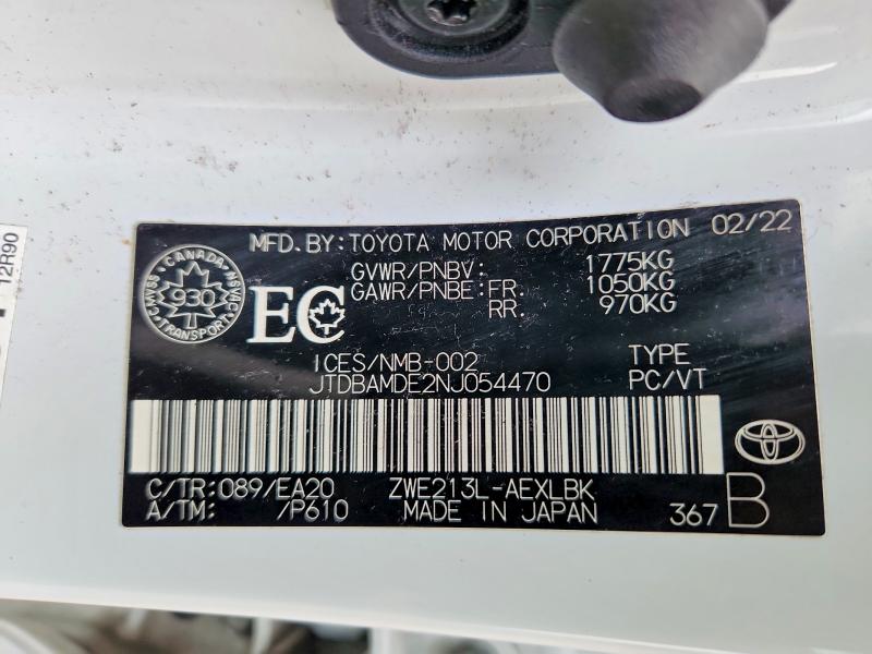 Продаж на аукціоні авто 2022 Toyota Corolla, vin: JTDBAMDE2NJ054470, номер лоту: 50366046
