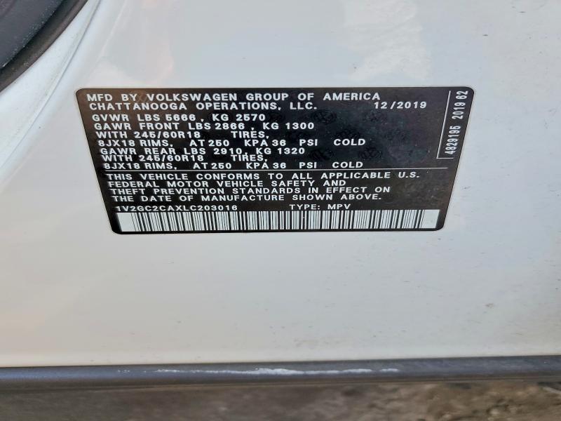 Продажа на аукционе авто 2020 Volkswagen Atlas Cross Sport, vin: 1V2GC2CAXLC203016, номер лота: 50938416