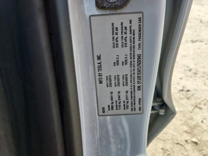 Aukcja sprzedaży 2020 Tesla Model 3, vin: 5YJ3E1EA7LF632943, numer aukcji: 50143436