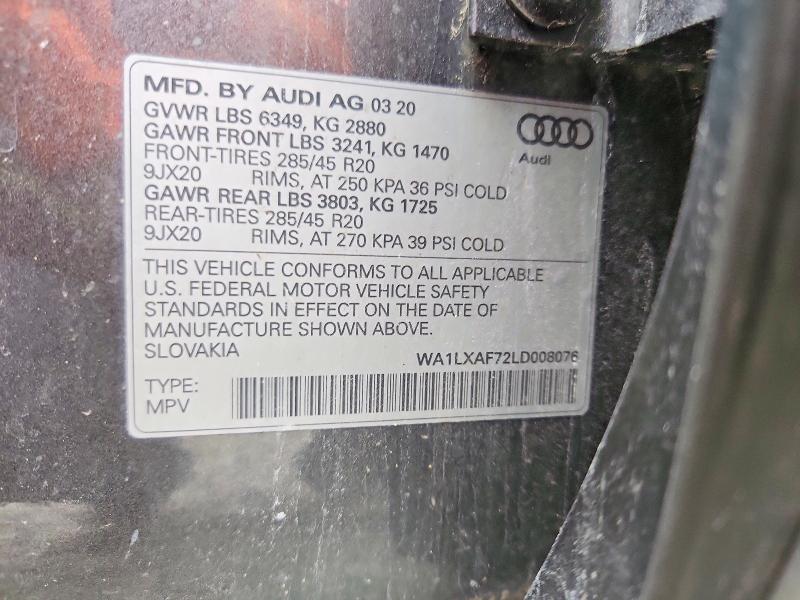 Продажа на аукционе авто 2020 Audi Q7, vin: WA1LXAF72LD008076, номер лота: 46778716