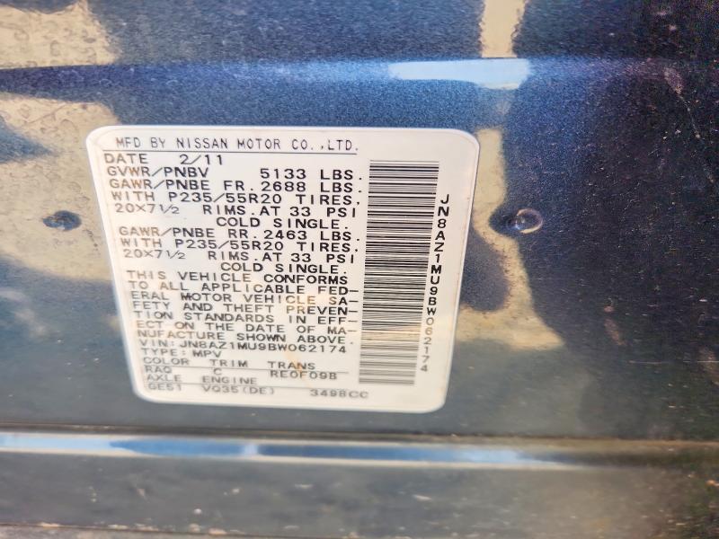 Продаж на аукціоні авто 2011 Nissan Murano, vin: JN8AZ1MU9BW062174, номер лоту: 48929106