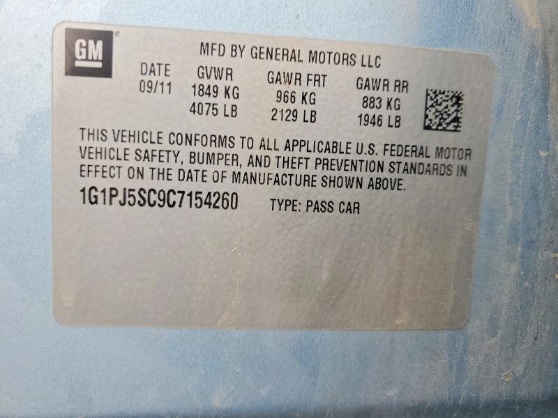 48518516 :رقم المزاد ، 1G1PJ5SC9C7154260 vin ، 2012 Chevrolet Cruze مزاد بيع