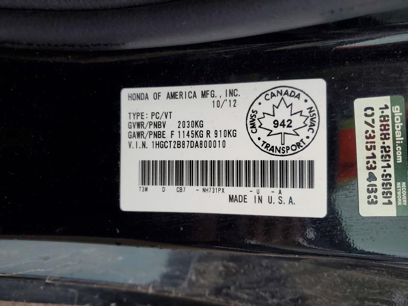 Aukcja sprzedaży 2013 Honda Accord, vin: 1HGCT2B87DA800010, numer aukcji: 41748196