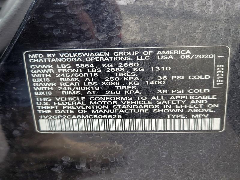 Продажа на аукционе авто 2021 Volkswagen Atlas, vin: 1V2GP2CA8MC506625, номер лота: 48630296