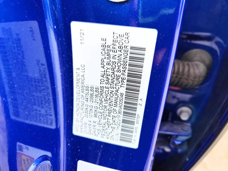 Aukcja sprzedaży 2022 Honda Accord, vin: 1HGCV1F36NA005048, numer aukcji: 51163706