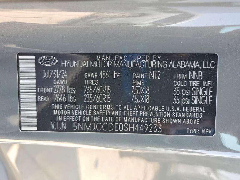 Aukcja sprzedaży 2025 Hyundai Tucson, vin: 5NMJCCDE0SH449233, numer aukcji: 50454656