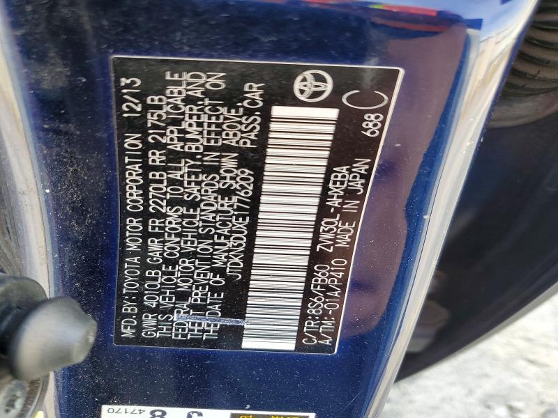 Продажа на аукционе авто 2014 Toyota Prius, vin: JTDKN3DUXE1776209, номер лота: 41631136