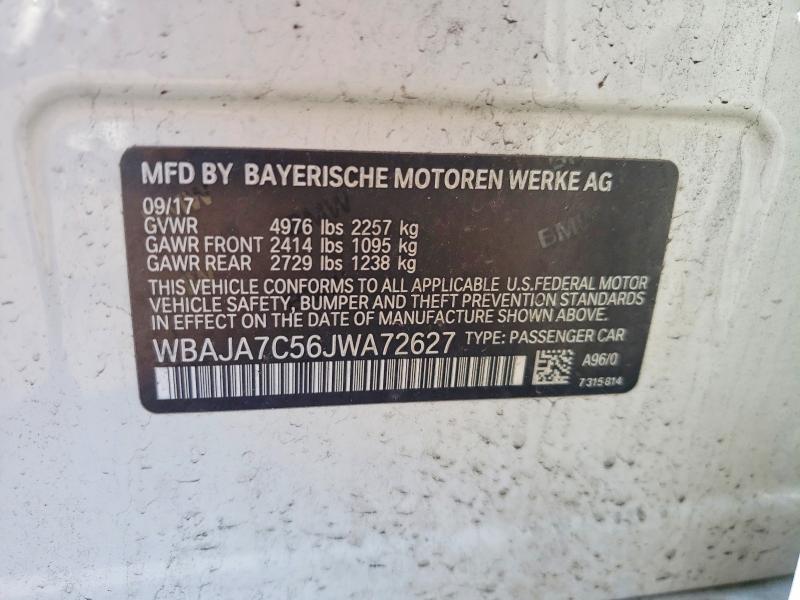 50671276 :رقم المزاد ، WBAJA7C56JWA72627 vin ، 2018 Bmw 530 مزاد بيع