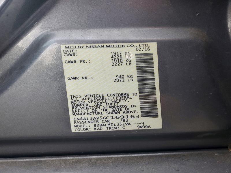 51675986 :رقم المزاد ، 1N4AL3AP5GC169163 vin ، 2016 Nissan Altima مزاد بيع
