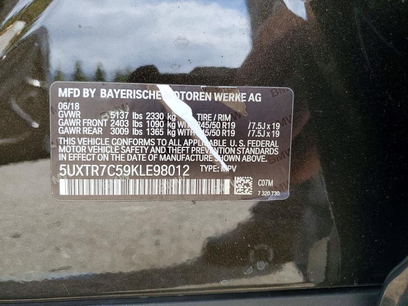 Продаж на аукціоні авто 2019 Bmw X3, vin: 5UXTR7C59KLE98012, номер лоту: 50512216