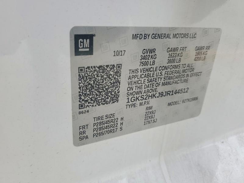Aukcja sprzedaży 2018 Gmc Yukon Xl, vin: 1GKS2HKJ9JR144512, numer aukcji: 51637506