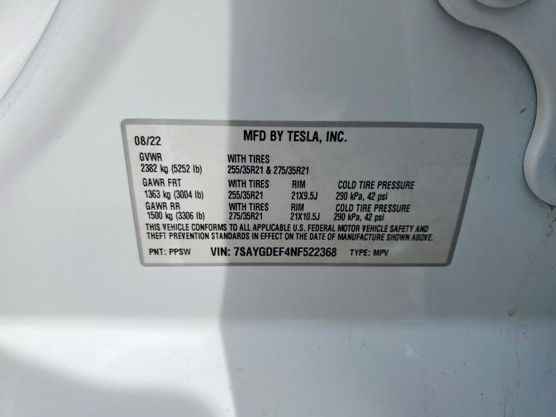 Продаж на аукціоні авто 2022 Tesla Model Y, vin: 7SAYGDEF4NF522368, номер лоту: 50392636